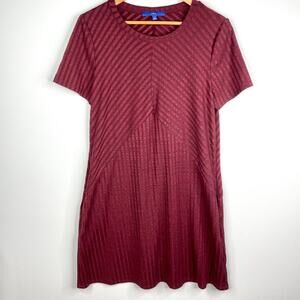 Apt. 9 Burgundy Striped Short Sleeve Dress LG